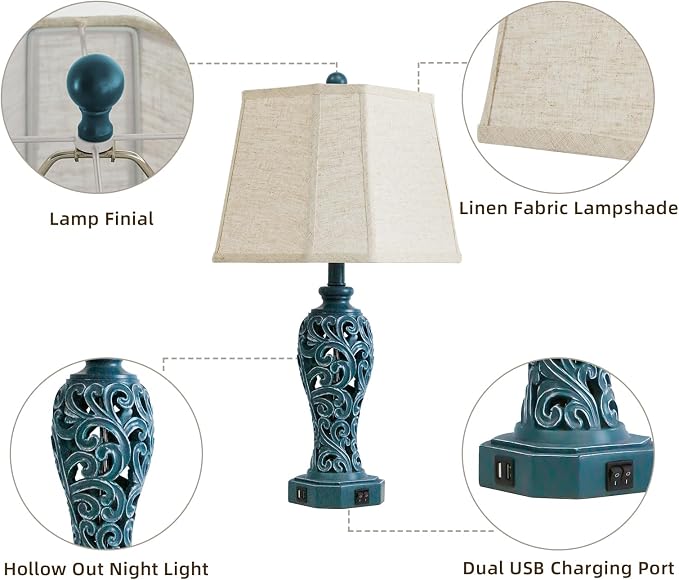 25'' Farmhouse Table Lamps Set of 2 - Image 5