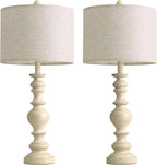 BOBOMOMO 27" Antique White Table Lamps Set of 2, Large Vintage Resin Lamps - Image 6