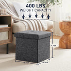 Ornavo Home 2 Pack 15 Inch Folding Storage Ottoman - Image 3