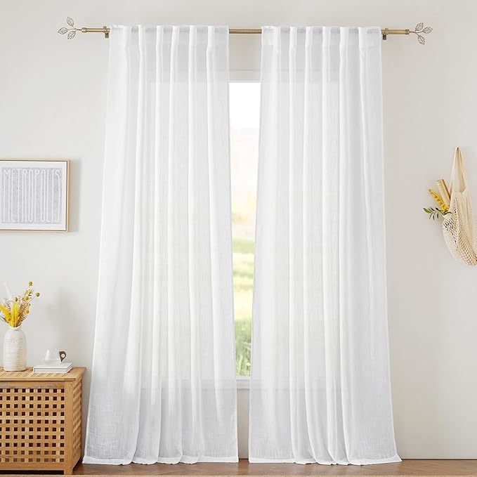 RYB HOME Sheer Curtains 108 inches, Extra Long Floor to Ceiling Curtains | by RYBHOME