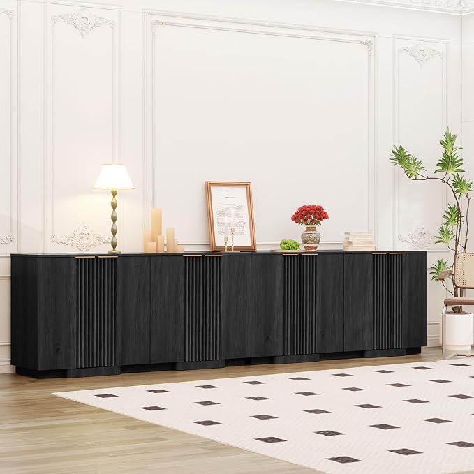 Brafab Buffet Cabinet, Wood Fluted Credenza - Image 6