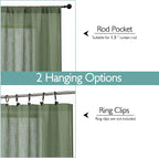Chyhomenyc Extra Long Sage Green Semi Sheer Curtains 108 Inches Long 2 Panels - Image 4