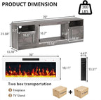 PRETZI Fireplace TV Stand with 36" Fireplace Up to 80" TVs, Remote Control - Image 2