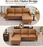 Kingfun 88" L-Shape Sofa, Faxu Leather Sectional Couch, Mid Century Modern - Image 6