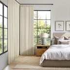 MIULEE Cream Pinch Pleated 100% Blackout Linen Curtains 40x90 Inches | Room - Image 2