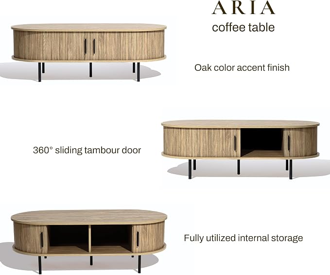 LuxenHome Oval Coffee Table - Image 3