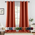 MIULEE Fall Blackout Curtains for Bedroom 2 Panel 40"x96" Long Burnt Orange | by MIULEE