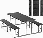 VINGLI Folding Picnic Table and Bench Set, Portable Outdoor Dining Furniture by VINGLI