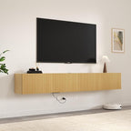 71” Floating TV Stand with LED Lights & Charging Station, Wall Mounted - Image 7