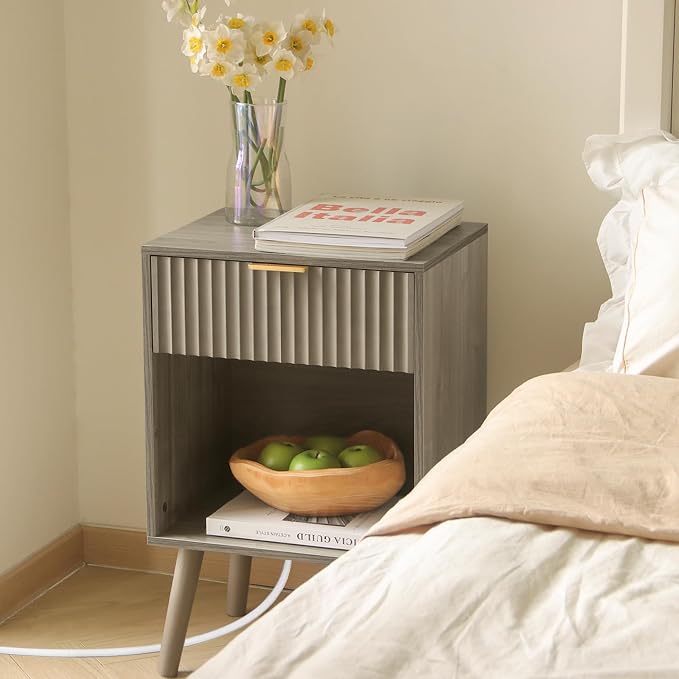 Fultyle Grey Wood Nightstand - Image 2