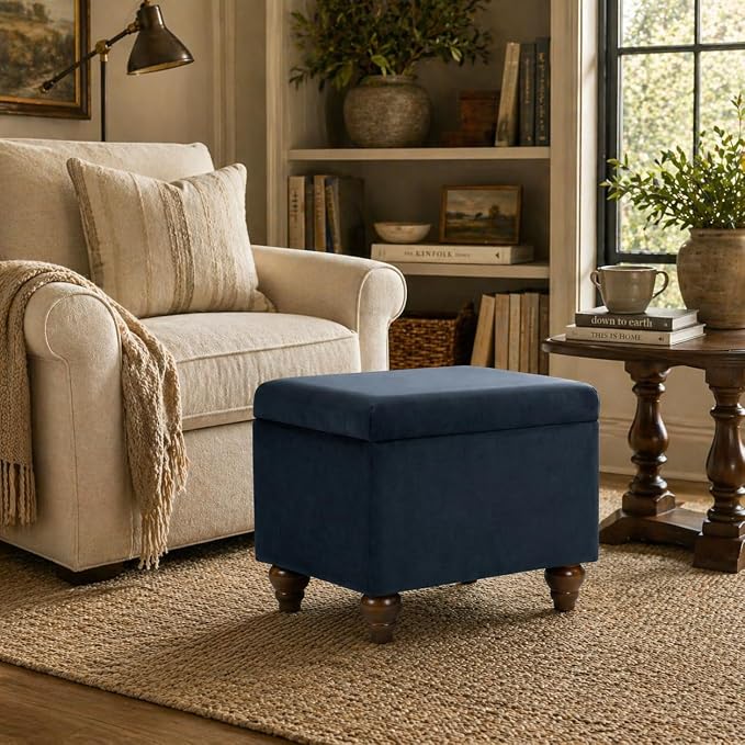 Homepop Home Decor | Upholstered Medium Rectangular Storage Ottoman | Hinged - Image 2