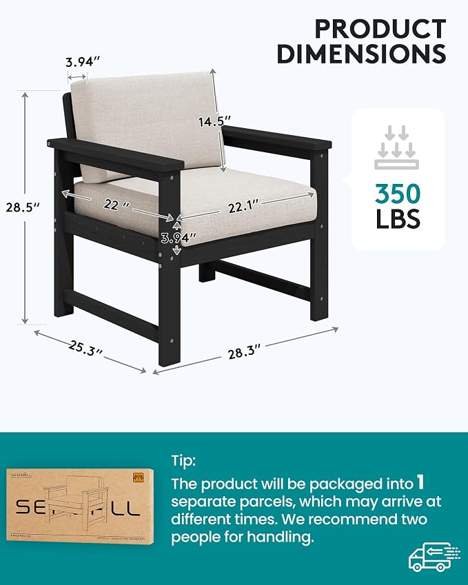SERWALL 2 Pieces Single Cushioned Sofa Armchair - Image 5