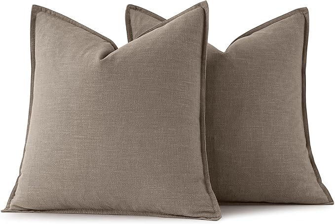 MIULEE Decorative Linen Euro Sham Pillow Covers 24x24 Dune | Boho Farmhouse​ - Image 6