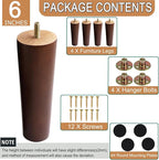 Yaliuliu 6 Inches Round Solid Wood Furniture Legs Set of 4, TV Stand, Ottoman - Image 4