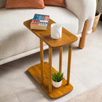 C-Shaped Solid Wood End Table, Side Table by FURNIREM