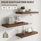 Dreamland 36 inch Floating Shelves, Rustic Wood Floating Wall Shelf - Image 3