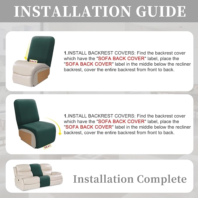 100% Waterproof Sectional Recliner Couch Covers - Image 7