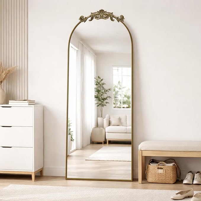 MISSDAY Vintage Baroque Full Length Mirror, Full Metal Frame Stand Up Retro - Image 9
