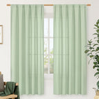 72 inches Long Light Green Linen Curtains by LAMIT