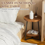 Gadroad Round End Table with Storage Shelf, 2 Tier Farmhouse Side Table - Image 6