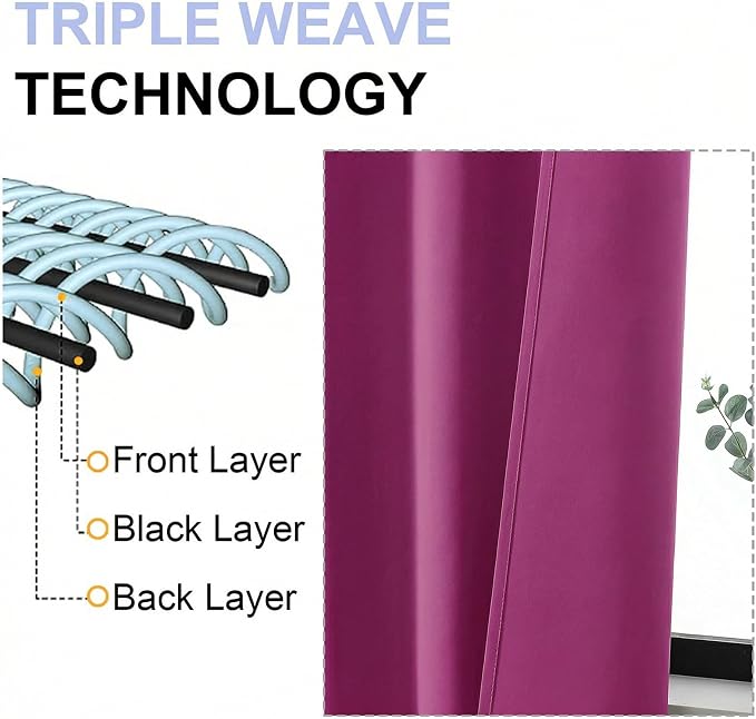 Simplebrand Ava Hot Pink Short 36 Inches Blackout Curtain 2 Panels Set - Image 5
