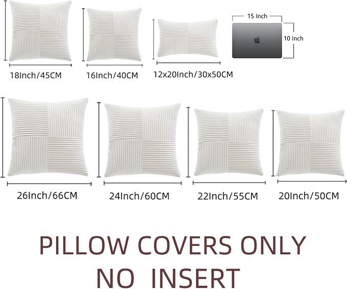 Fancy Homi 2 Packs Cream White Samll Decorative Throw Pillow Covers 12x12 Inch - Image 7
