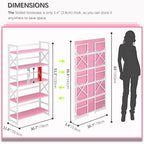 4NM Extra Wide 5 Tiers No Assembly Book Shelves, 51.2" H Folding Bookshelf - Image 2