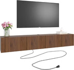 71” Floating TV Stand with LED Lights & Charging Station, Wall Mounted - Image 8