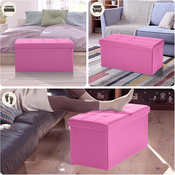 COSYLAND Ottoman Bench with Storage 30x15x15 inches White Ottoman - Image 4
