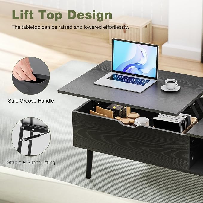 OLIXIS Wood Lift Top Coffee Table - Image 4