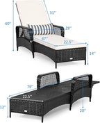COSTWAY PE Rattan Chaise Lounge Chair Armrest Recliner Adjustable Pillow Black - Image 3