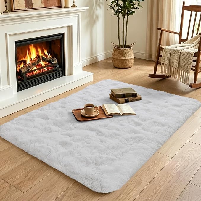 2x3 White Fluffy Soft Area Rug Non-Slip - Image 4