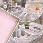 MAONAME Pink Serving Tray Set of 2, Plastic Decorative Trays - Image 7