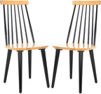 SAFAVIEH Home Collection Burris Natural/Black Windsor Spindle Solid Wood Side - Image 10