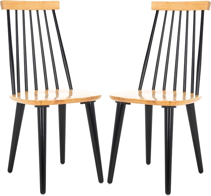 SAFAVIEH Home Collection Burris Natural/Black Windsor Spindle Solid Wood Side - Image 10