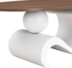 Modern Oval Coffee Table Set of 2, Wood Nesting Coffee Tables - Image 7