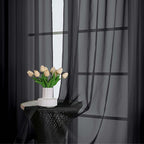 Black Sheer Curtain 90 Inches Long 2 Panels Set, Solid Filmy Drapes - Image 4