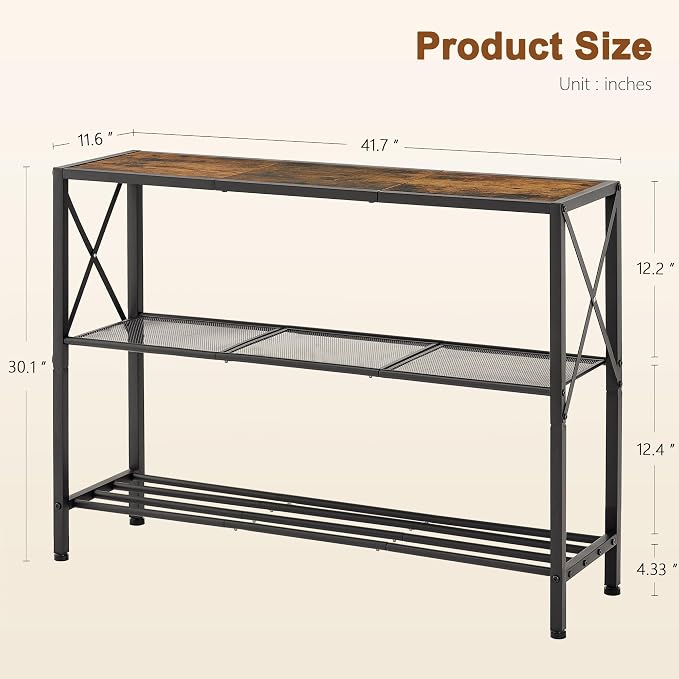 Hoctieon Industrial Console Table, 3 Tier Entryway Table, Hallway Table - Image 2
