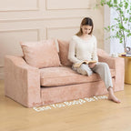 61" Convertible Sofa Bed Loveseat, Memory Foam Boneless Floor Couch - Image 2