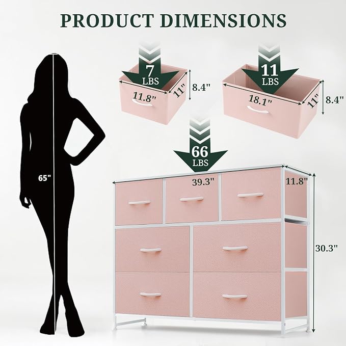 7-Drawer Dresser for Bedroom, Anti-Tip Wide Storage Organizer Fabric Chest of - Image 3