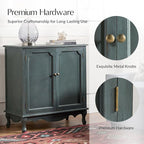 Solid Wood Sideboard with Adjustable Feet, 2 Shelves Storage Accent Cabinet - Image 5