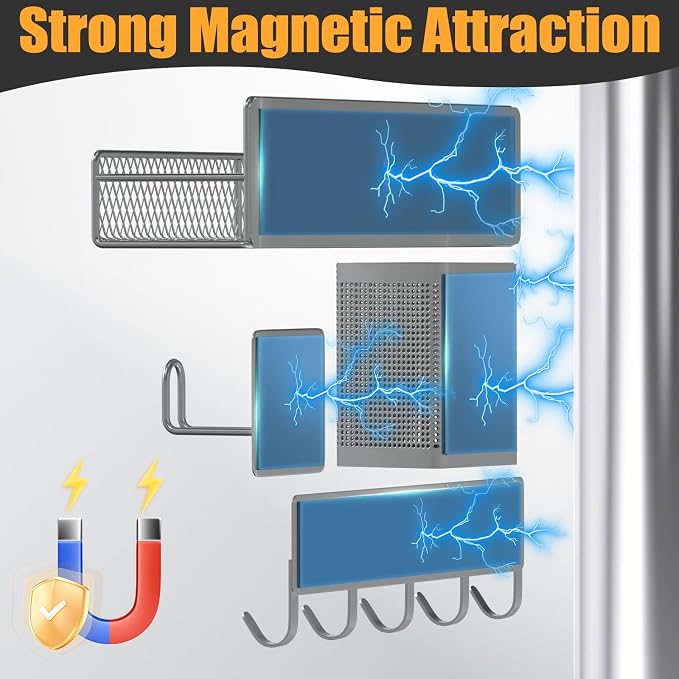 Magnetic Spice Rack for Refrigerator, 10 Pack 100% Metal Strong Magnet Shelf - Image 3