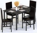 AWQM 5 Piece Dining Table Set for 4, Faux Marble Kitchen Table and Chairs for 4 by AWQM
