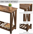 End Side Table with Storage Shelf Rectangle Narrow Nightstand Console Tables - Image 6