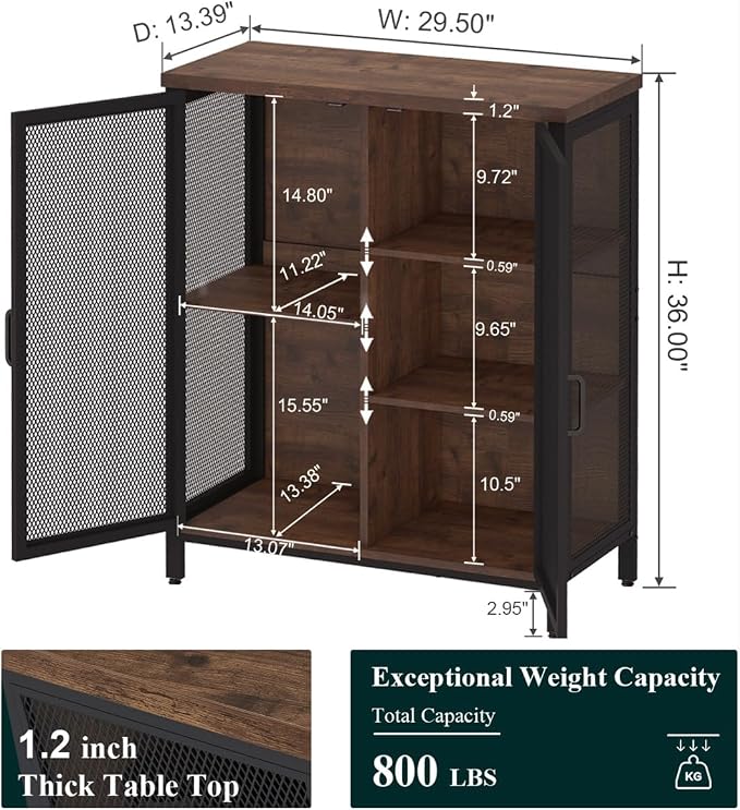 BON AUGURE Coffee Bar Cabinet for Liquor, Small Storage Cabinet for Home Kitchen - Image 2