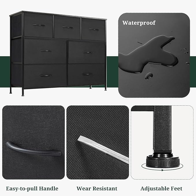 7-Drawer Dresser for Bedroom, Anti-Tip Wide Storage Organizer Fabric Chest of - Image 7