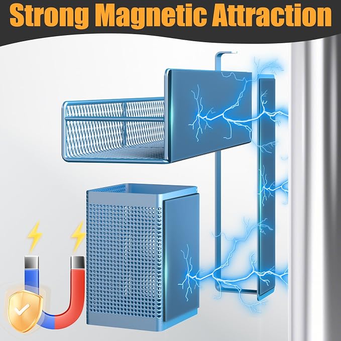 Magnetic Spice Rack for Refrigerator, 6 Pack Metal Magnetic Shelf Blue - Image 2