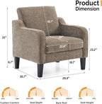 VINGLI Accent Chair for Living Room Chairs Light Brown Reading Chair for - Image 3