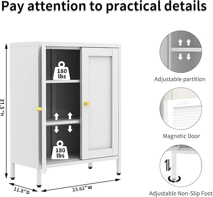 White Metal Storage Cabinet - Image 2