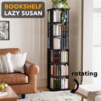 SpaceAid 6 Tier Rotating Bookshelf Tower, Bamboo Spinning Book Shelf, Revolving - Image 4